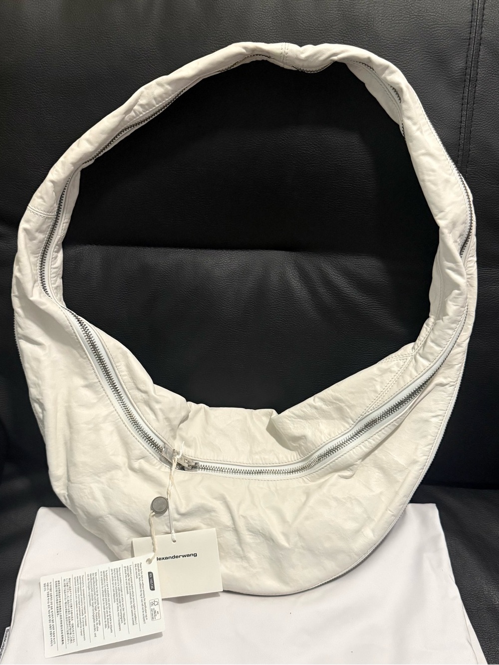 NWT Alexander Wang Twyst Large Handle Shoulder Bag in White Cracked Sheepskin